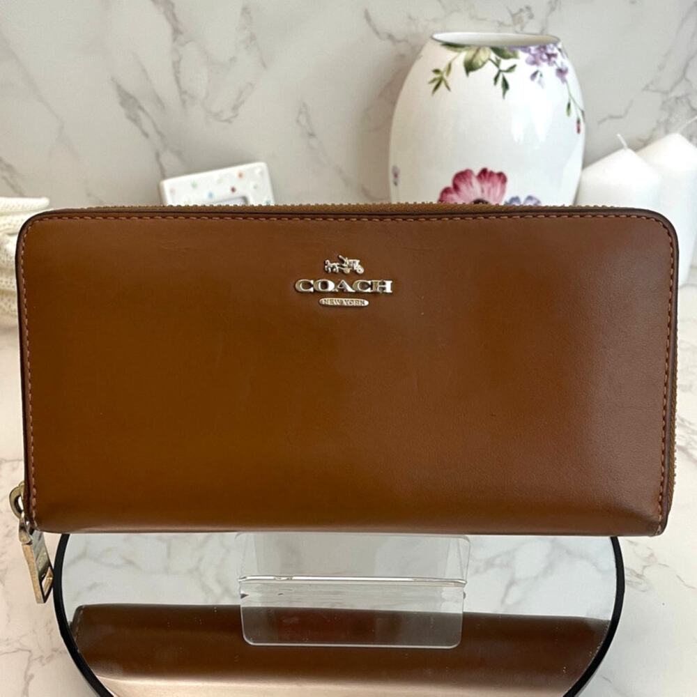 Coach Brown Leather Zip-Around Wallet